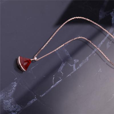 China Women Carnelian Necklace In 18K Rose Gold Pendant Set With One Diamond for sale