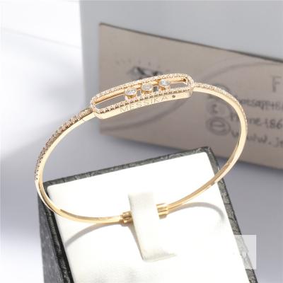 China Thin Bangle Diamond Bracelet In 18K Yellow Gold Size S 15-15.5cm for sale