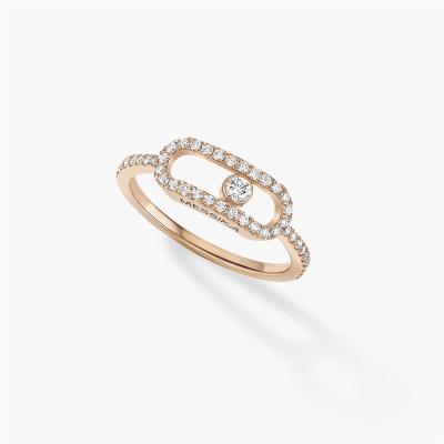 Китай Кольцо Uno Pavee движения кольца с бриллиантом захвата Messika элегантное в розовом золоте 18K продается