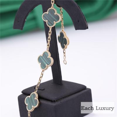 China Women Van Cleef And Arpels Alhambra Bracelet 5 Motifs Yellow Gold Malachite VCARL80900 for sale