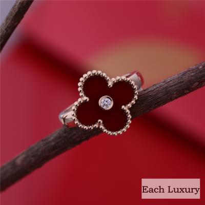 China Icon Luck Van Cleef And Arpels Alhambra Ring Yellow Gold Carnelian Diamond VCARD40800 for sale
