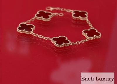 China Alhambra Bracelet Van Cleef And Arpels 5 Motifs 18K Yellow Gold Carnelian Red Stone VCARD35500 for sale