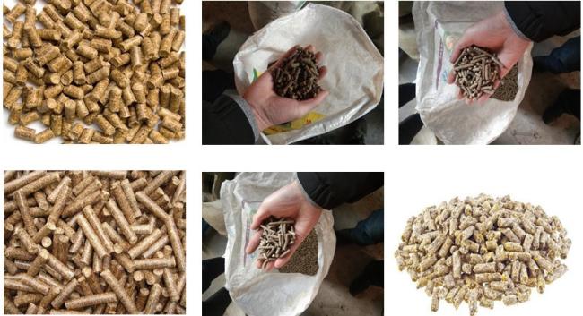 Finished wood pellet product display