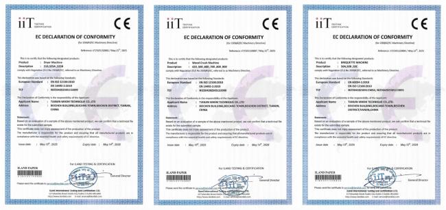 Certificate of honor for wood pellet production line