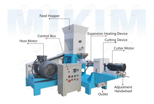 Single screw floating fish feed extruder machine