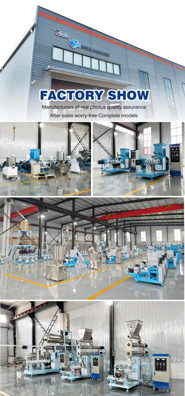 Fish feed pellet machine in operation