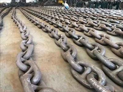 中国 Heavy Duty Industrial Black Finishing Drop Forge Short Link Chain Steel Galvanized Round Ship Anchor Chain 販売のため