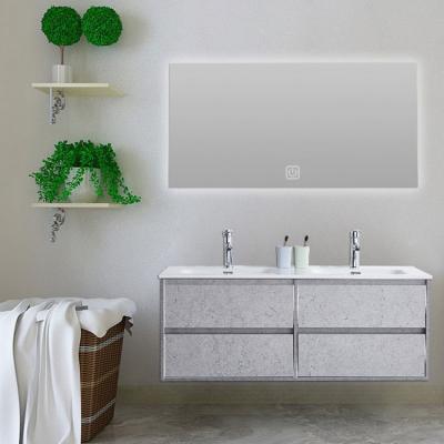 China El último gabinete de Hung Waterproof Luxury Bathroom Vanity de la pared de las unidades de la vanidad del cuarto de baño con el espejo del LED en venta