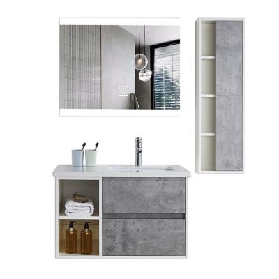 China Wall Mount Bathroom Cabinet With Mirror And Light 80*50*50cm for sale