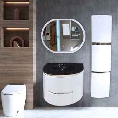 China 70cm White Single PVC Under Sink Cabinet With Light Square Shape for sale