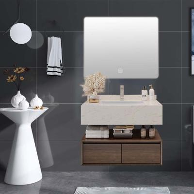 China Smart Mirror Wall Mount Bathroom Vanity Waterproof Walnut Bathroom Vanity for sale