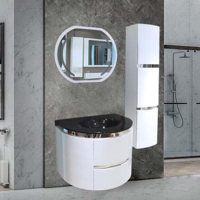 China PVC Material Wash Basin Bathroom Cabinet Harmonious Looks Space Saving for sale
