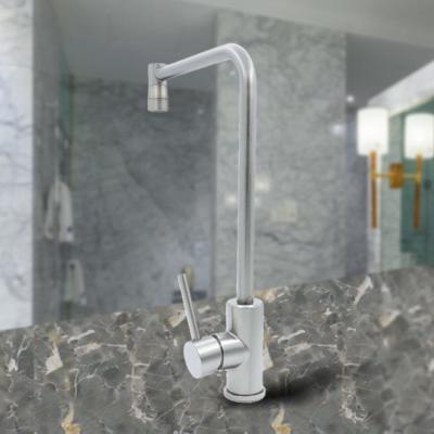 China Single Hole Brushed Kitchen Sink Faucet Hot Cold Water Taps Stainless Steel Kitchen Faucet à venda