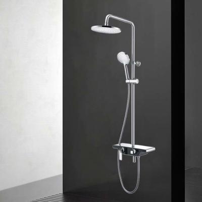 中国 Chrome Copper Bathroom Round Head Shower Set And Rain Shower Mixer Set 販売のため