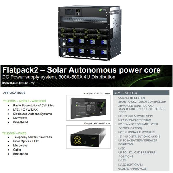 Quality 300/500A 4U Distribution Eltek Power Supply System Flatpack2 Solar Autonomous for sale