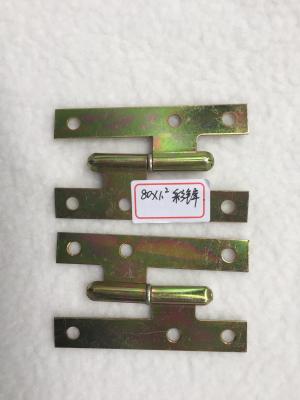China Yellow Zinc Plated MS 3.0mm H Style Hinges Flat Head Heavy Duty for sale