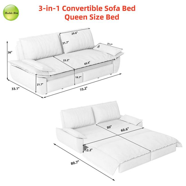 Sofa bed fully assembled in living room