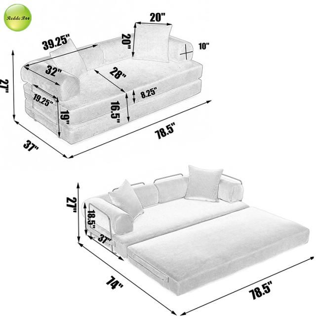 Vacuum-packed sofa bed in shipping box