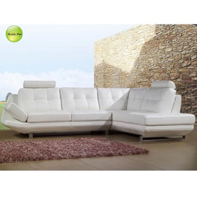 White leather sofa side view showing texture
