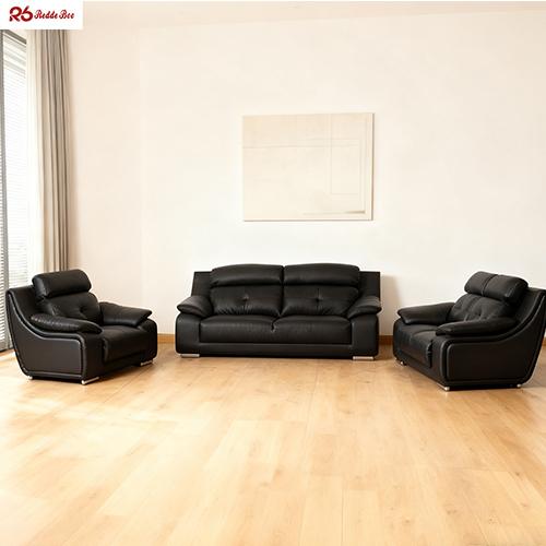 Luxury leather sofa showing ergonomic design features
