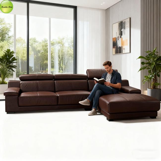 Redde Boo 8032-Purple L-Shaped Leather Sofa - Detail View