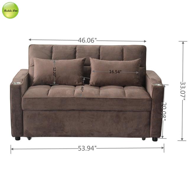 Sofa bed converted to sleeping mode