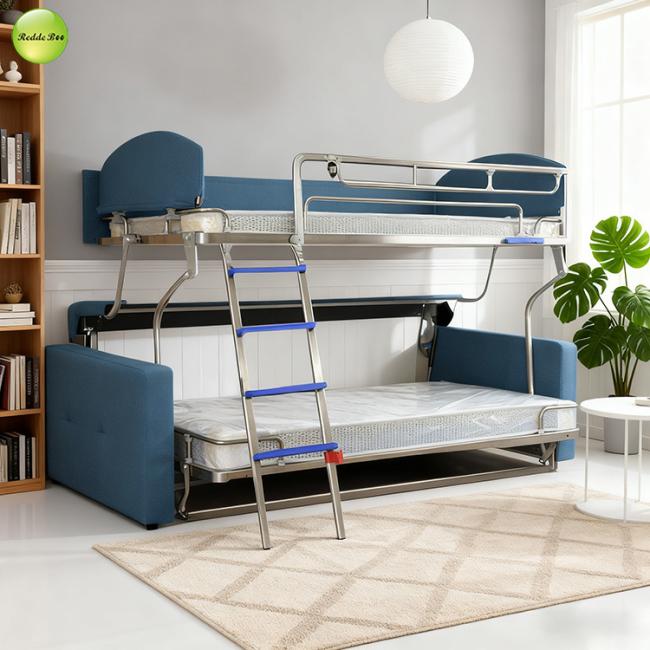 Fully converted bunk bed configuration with two sleeping levels
