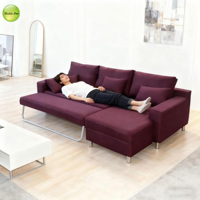 Converted sofa bed showing sleeping configuration
