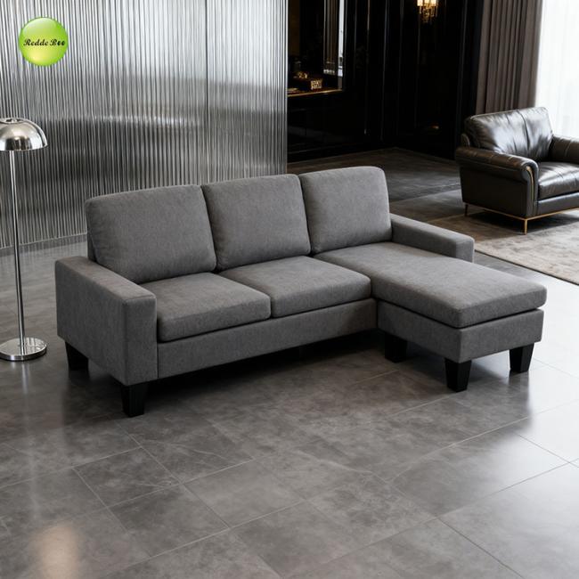 Modern L-shaped lounger in purple leather - corner view