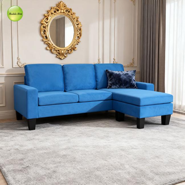 Modern L-shaped lounger in purple leather - seating area