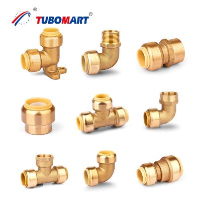 China Brass Plumbing Elbow Fittings Lead free Quick Connect Pex Push Fit Fittings for sale