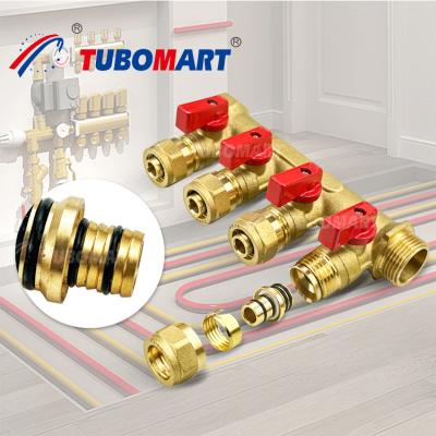 China Threaded Connection Brass PEX Manifold 3/4 Inch 1 Inch Pex Hot Water Manifold for sale