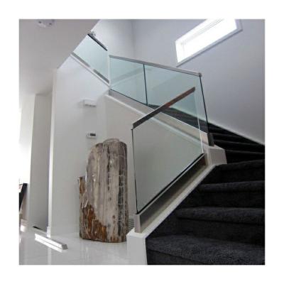 中国 Polished aluminium channel glass handrail hardware outside stair railing 販売のため