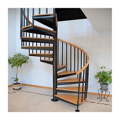 China Antique style rod fencing spiral wood staircase home spiral stairs for sale
