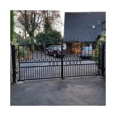 China Houses Front Garden Driveway Gate Galvanized Iron Gate Design Modern Wrought Iron Fancy Gates for sale