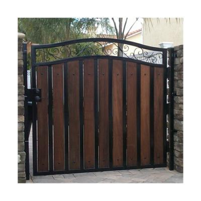 China Courtyard Wrought Iron Driveway Gate Single Main Exterior Iron Gate for sale