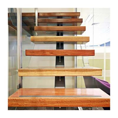 China Factory supply outdoor wood stairs customize central keel straight flight staircase en venta