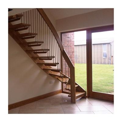 China Factory wholesale internal staircases in wood prices central keel u shape wood tread straight stairway for sale