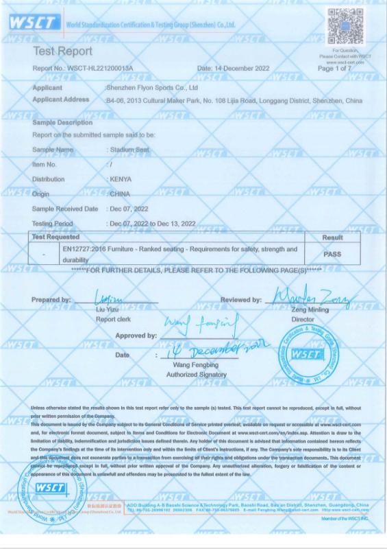 Certification Testing - Product Testing Report - Shenzhen Flyon Sports  Co., Ltd.