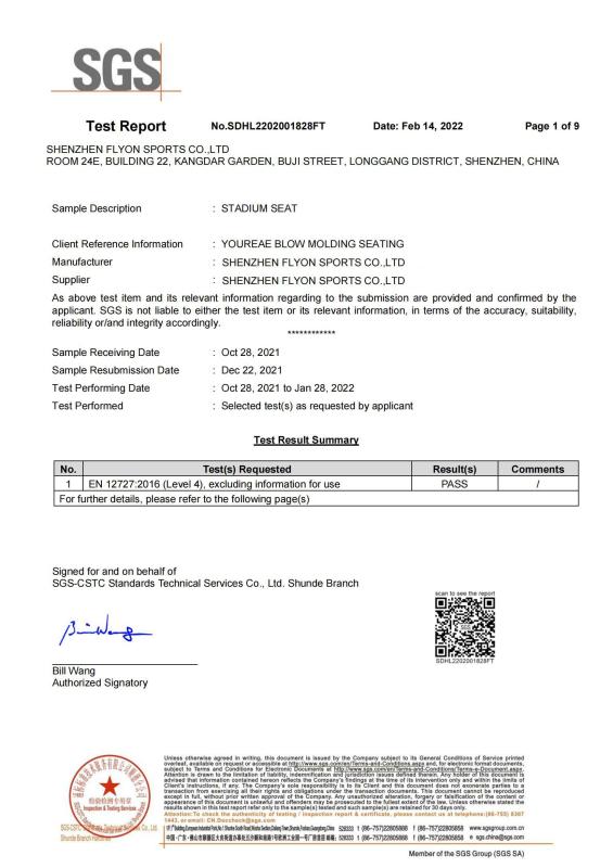 Certification Testing - Product Testing Report - Shenzhen Flyon Sports  Co., Ltd.