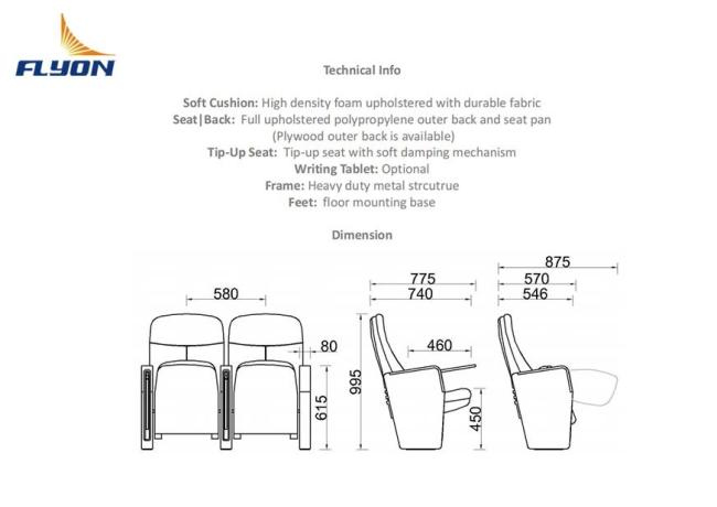 Close-up view of premium theater chair with ergonomic design
