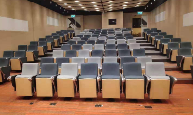 Theater seating installation example in auditorium setting with professional row arrangement