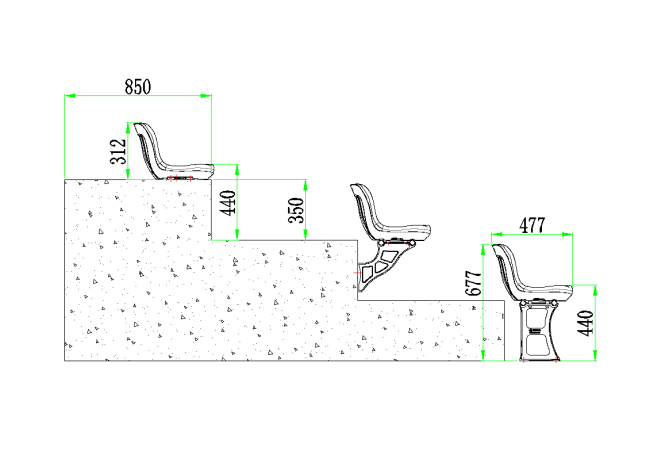 Eco-M stadium seat dimensions