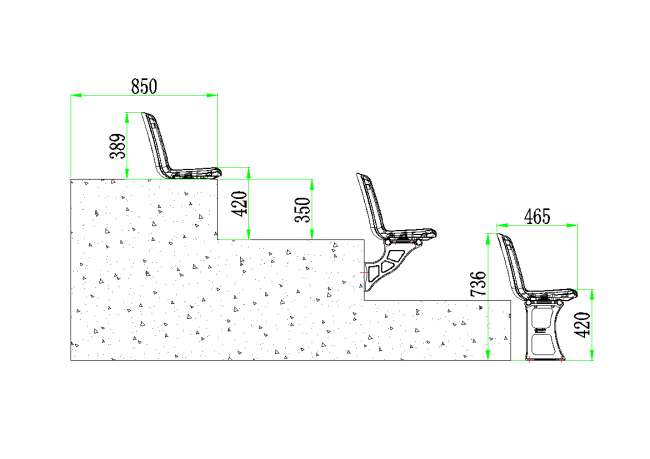 Eco-H stadium seat dimensions