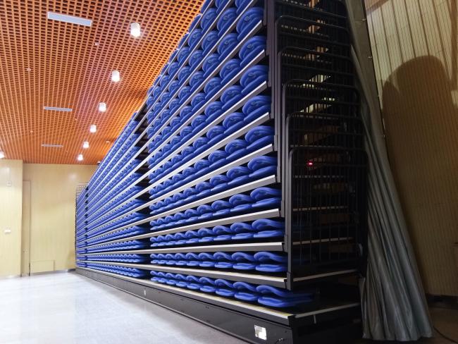 Recessed retractable bleacher system