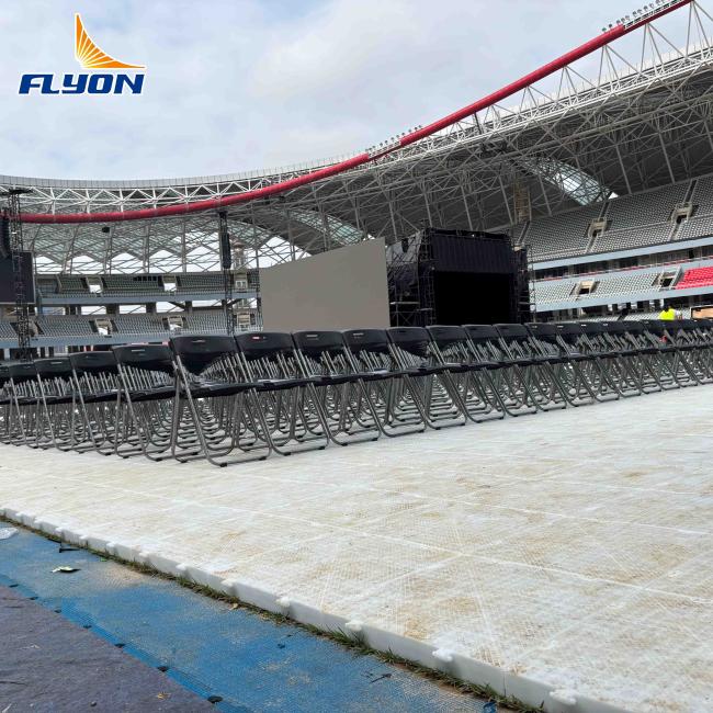 Event flooring protecting grass surface