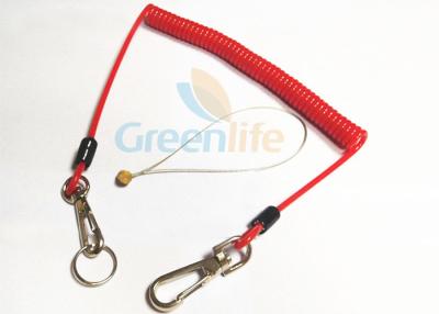 China Fall Protection Red 4.0 Bungee Cord Lanyard , Standard Style Coiled Lanyard Cord for sale