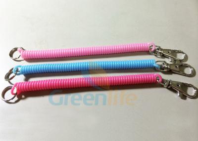 China Trigger Snap Custom Color Spring Coil Lanyard Extending With 20MM Split Ring for sale