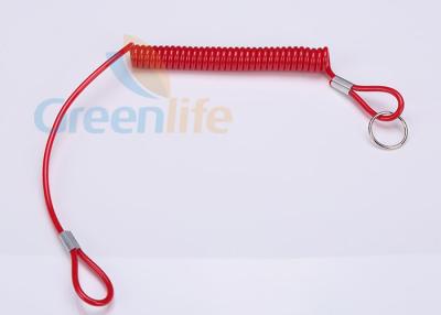 China Red Universal PU Coil Tool Lanyard Stop Dropping Tether For Racing Emergency for sale