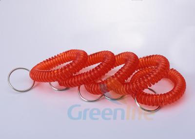 China Stetchable Red Colour Plastic Wrist Coil Key Retainer With Key Ring Light - Weight for sale